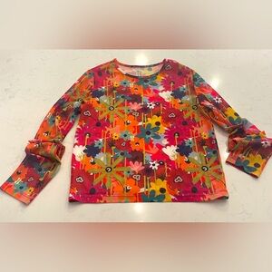 Mesh Long Sleeves Floral Tshirt